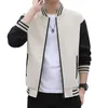 Men's Jackets Color Matching Men Coat Baseball Jacket Striped Stand Collar Cardigan For Casual Streetwear Spring Fall Seasons