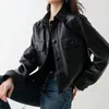 Femmes en cuir printemps automne veste courte 2023 vêtements d'extérieur minces col carré droite tendance petit parfum manteau dames hauts