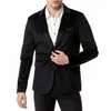 Costumes pour hommes noir velours Blazer costume veste hommes 2023 marque revers cranté deux boutons robe Blazers fête d'affaires mariage bal vêtements