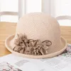 Berets Bowler Hat Formal Sun Sunbonnet Leisure Cap Sunscreen Basin For Gril Women Female Khaki Cotton