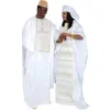 Ethnic Clothing African Dresses For Couples Traditional Bazin Embroidery Floor Length Dress With Scarf Couple Design 230818