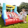 Maison de jeux gonflable pour enfants avec toboggan, château gonflable pour enfants, grands jouets de saut, jeu intérieur et extérieur avec souffleur d'air, cadeaux de fête d'anniversaire amusants dans le jardin