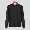 Men's T Shirts Fashion Casual Style Tops INCERUN Mens Personalized Hollow Mesh T-shirts Simple Solid All-match Long Sleeved Camiseta S-5XL