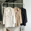 Женские траншеи Coats Y2K в стиле винтажный пригородная талия с длинным рукавом Cover Corean Fashion Shishingraker Astetice