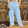 Men's Pants Side Pocket Streetwear Elastic Waist Straight Wide Leg Sport Trousers Casual Long In Solid Colors Mid-rise