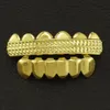 Hiphop -hängslen tandläkare grillz konkava och konvex gitterstruktur guldgrillar tänder set mode smycken hög kvalitet sex 6 topp botten tandgrillar 1764