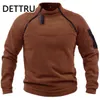 Men's Hoodies Sweatshirts Mens Streetwear Military Sweatshirt Fleece Winter Zipper Pullover Fashion Men's Solid Color Loose Lamb Thick Jacket Men Clothing 230818