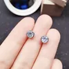 Saplama Küpe Doğal Gerçek Gökyüzü Mavi Topaz Yuvarlak Küpe 0.6ct 2pcs Taş 925 STERLING Gümüş Güzel Takılar Erkekler veya Kadınlar için x219131