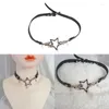 Chaînes Q0KE Harajuku pentagramme tour de cou en cuir pour femmes doux Cool tendance collier collier Punk foncé accessoires Y2k bijoux
