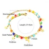 Bracelets de cheville étoile lune en forme de pendentif en acier inoxydable Boho coloré perles jambe chaîne bijoux pour femmes filles fête accessoires cadeau