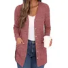 Jaquetas femininas para mulheres plus size inverno sólido solto manga longa de pocket cardigã casaco de casaco de bombardeiro