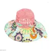 Berets Straw Hat Panamas UV Protection Sun Visor Seaside Beach Tide Summer Hats Women's Bucket Folding Fashion Sweet Boho