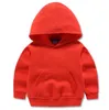 Höstbarnskläder Nya hoodies barnkläder fast färg huva tröja för pojkar och flickor långärmad hoodie topprock