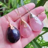 Pendant Necklaces Big Natural Amethysts Crystal Necklace Irregular Water Drop Pendulum Rock Mineral Pink Quartz Purple