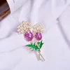 Broches liga Purple Abacaxi pérola esmalte o broche de broche Flores de plantas de moda Moda Acessórios de roupas douradas