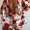 Women's Tracksuits Gotoola 2023 Seaside Vacation Travel Pure Desire Style Cute Fashion Casual Printing Three-Piece Suit Clothing