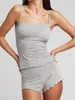 Damskie dresy dla kobiet dwupoziomowe stroje Y2K vintage spaghetti pasek Camisole Ruffel Mini Shorts Salloewear Suits
