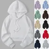 Kvinnors hoodies casual Loose Hoodie Plain Fashion Solid Color Sweatshirt School Women Poleron Simple Basic Kangaroo Pocket Korean Style