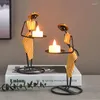 Candle Holders Nordic Metal Candlestick Abstract Character Sculpture Holder Decor Handmade Figurines Easter Home Decoration Art Gift