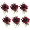 Dekorativa blommor 6st Boutonniere Wedding Corsage Pins Groom Artificial Flower Men Kvinnor Simulering Silk Brosch Brudtärna Bruddekor