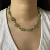 Correntes feitas artesanais de pedra verde a aventurina verde ponto jade colar para mulheres jóias de verão grow stick design de design