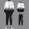 Tracksuits voor heren mannen tracksuit set jogging pak tie-dye los fit sweatshirt broek met elastische taille gradiënt kleurbrief afdrukken