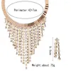 Halsband örhängen set mode kvinnor gyllene choker multi lager strass Tassel Bib hängen uttalande dingle set