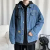 Herrenjacken Frühling Autumn Classic Denim Jacke High Street lässig losen Baseball Uniform Männer oberen Mantelmännchen männliche Kleidung