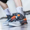 2023 Nya kvinnor Mens basketskor Högt topp Sporttränare Youth Casual Sneakers Storlek 36-45 Gray Orange