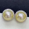 Cluster Rings Trendy 925 Sterling Silver Sunflower Shaped Earrings For Women 13-14mm Nära Southsea Gold Pearl Stud Fine Jewelry