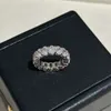 Anillos de banda de lujo T Diseñador de marca Top S925 Cadena de plata esterlina Cadena de tenis de cristal Una capa Anillo de bodas de circón Joyería para novias Anillo de compromiso con caja