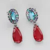 Boucles d'oreilles pendantes goutte d'eau pour femmes 2023 à la mode fête de mariage femme rouge jaune blanc bijoux de luxe cadeau d'anniversaire femme