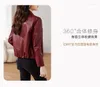 Women's Leather 2023 Bourgogne Red Coat Autumn/Winter Korean Fashion Jacket Jaqueta Feminina