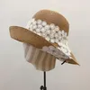 Bérets Dentelle À Pois Grand Chapeau De Paille Bouclé Pliant Femme Rétro Crème Solaire Plage Pêcheur