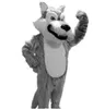 2024 chaud loup gris mascotte costumes de mascotte Halloween dessin animé adulte taille longue peluche loup Aniaml fantaisie robe de soirée déguisement vente directe d'usine