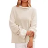 Women's Sweaters Fashion Turtleneck Pullover Sweater Flared Sleeve Long