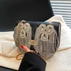 Fábrica atacado mulheres sacos de ombro 5 cores elegante retro crocodilo bolsa personalidade pesado strass saco de corrente flip bolsas de couro em relevo 13071 #