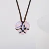 Подвесные ожерелья 2023 Модное ожерелье в замок для женщин для женщин розовая Quartz Opal Love Восковая веревка Кокер вечеринка ювелирные аксессуары подарки