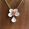 Collane a sospensione dipinti a mano Artigianato Craft Craft Romantico Pink Cherry Blossom Collana Luce Luxuria Piccola Crollata Catena