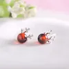 Stud Earrings Simple Luxury Lovely 925 Sterling Silver Studs Earring For Woman With Antler Red Garnet Fashion Jewelry Gift Wedding Party