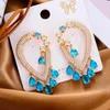 Brincos Dangle Godki 2023 Trendy Romantic for Bridal Wedding Girl diariamente Clear Blue Cubic Zirconia Jóias