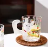 The latest 8.8oz cute rabbit cartoon glass coffee mug, many style choices, support customization of any logo