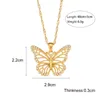 Pendanthalsband 316L Rostfritt stål Openwork Zircon Butterfly Necklace For Women Girl Trend Clavicle Chain Jewelry Gift
