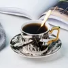 Mugs Creative Marble Tea Cup Saucer Office Coffee Simple Ceramic Cups Stor kapacitet 270 ml Hemkök Tillbehör Drink Cup 230818