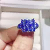 Cluster Rings Luxury Tanzanite Ring for Party 18K Gold Plating Totalt 3,5ct 4mm 6mm Natural Silver 925 Gemstone Jewelry