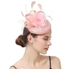 Beretten Wedding Cocktail Tea Party Hoofdkleding Women Bloem Haarclip Elegante fascinators Caps Flower Feather Cap Dinner -kopstuk