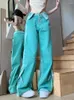 Women's Jeans Retro Cargo 2023 Loose Casual High Waist Wide Leg Streetwear Turn-Down Straight Denim Pants Long Trousers Girls