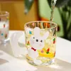 The latest 8.8oz cute rabbit cartoon glass coffee mug, many style choices, support customization of any logo