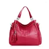 Evening Bags 2023 European And American Versatile Leather Women's Bag Casual Tassel Handheld One Shoulder Crossbody