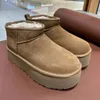 Dames Klassieke Ultra Mini Platform Boot Australië Tasman Tazz Designer Mat Bont Australie Snowboots Slippers Suède Wol Comfort Winter Enkellaarsjes Voor Vrouwen H8K3